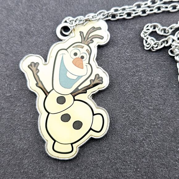 Disney Olaf Silver Tone Pendant Chain Necklace Large Dancing Snowman Frozen - Picture 2 of 5